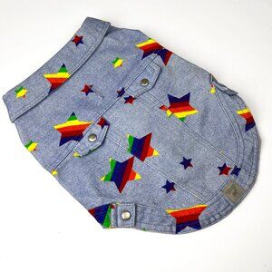 NWT Canada Pooch Rainbow Star Denim Jean Vest for Dog, 14" Small Dog 12-17 lb